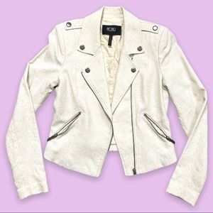 BCBG Paris Tweed Moto Jacket Cream Size 2